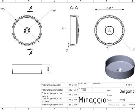 Lavabo BERGAMO MATT