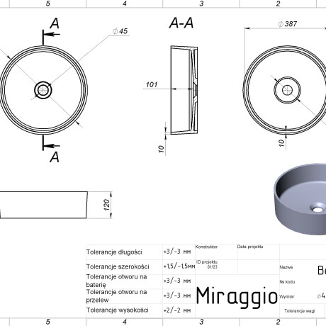 Lavabo BERGAMO MIRASOFT #1