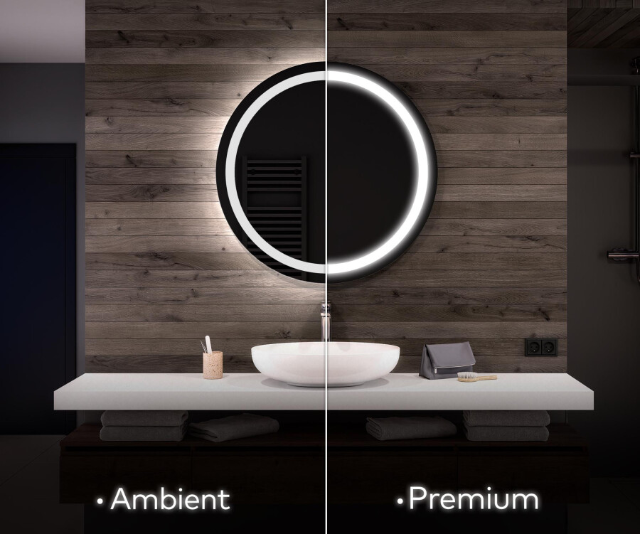Espejo de baño LED redondo, espejo de maquillaje, espejo circular para  decoración de pared, maquillaje grande de baño, espejos de baño para pared