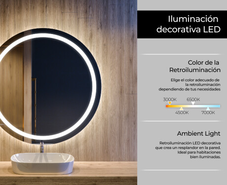 Espejo luz LED redondo baño L33 #4