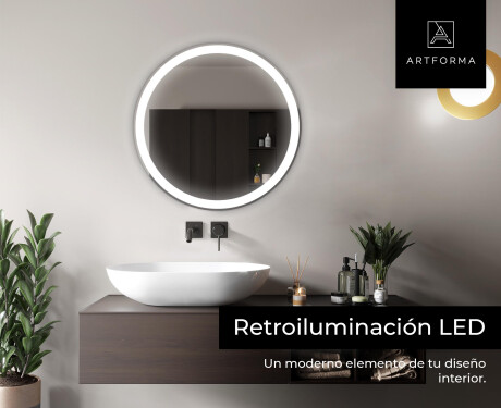 Artforma - Illuminated Round LED Lighted Bathroom Mirror L76