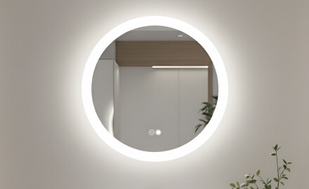 Espejos redondos con iluminación LED para baño  con Dual color, Interruptor táctil, Estera de calefacción
