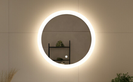 Espejo redondo de baño con iluminación LED 60 cm con Dual color, Interruptor táctil