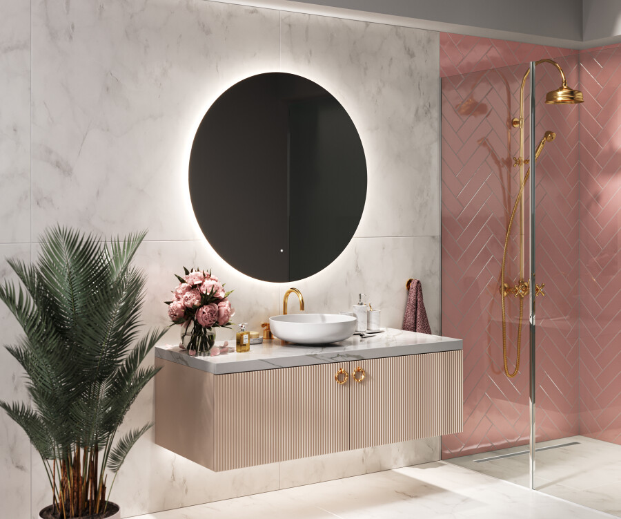 Espejo de baño con cantos romos y luz led incorporada