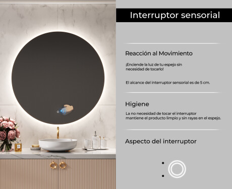 Espejo pared redondo con LED L82 #5