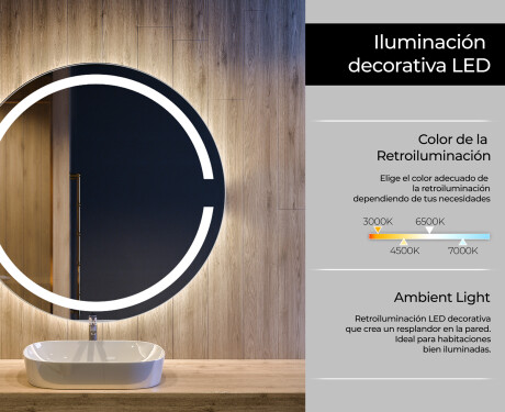 Espejo luz LED redondo baño L118 #4