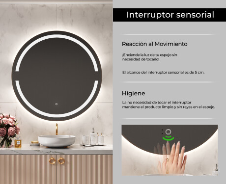 Espejo luz LED redondo baño L118 #6