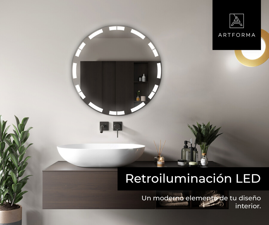 Artforma - Espejo redondo baño con luz LED L121