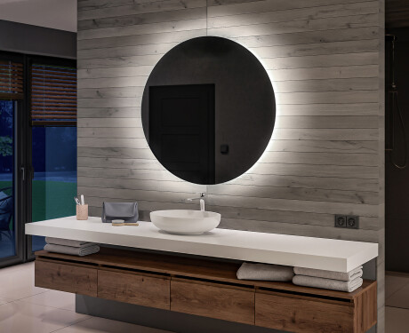 Redondo espejo de baño con luz LED incorporada a pilas L82