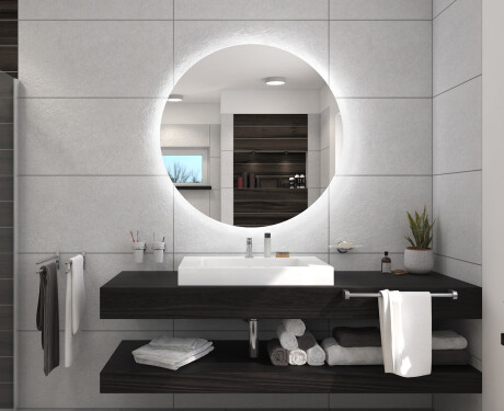 Redondo espejo de baño con luz LED incorporada a pilas L82 #5