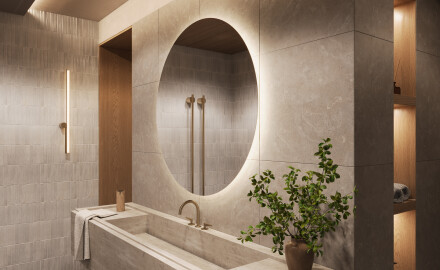 Redondo espejo de baño con luz LED incorporada a pilas L82