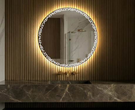 Redondo espejo de baño con luz a pilas L115