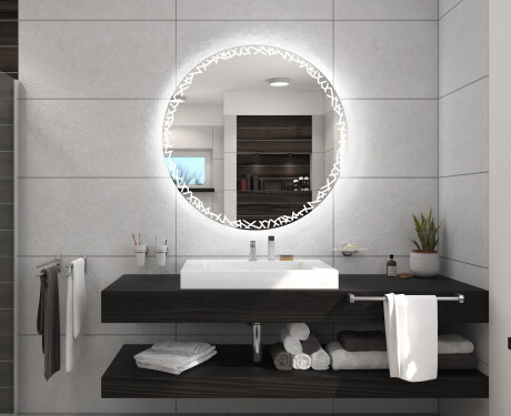 Redondo espejo de baño con luz a pilas L115 #5