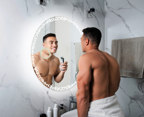 Redondo espejo de baño con luz a pilas L115 #6