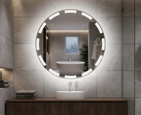 Redondo espejo de baño con luz LED incorporada a pilas L117