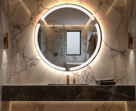 Redondo espejo de baño con luz LED incorporada a pilas L119