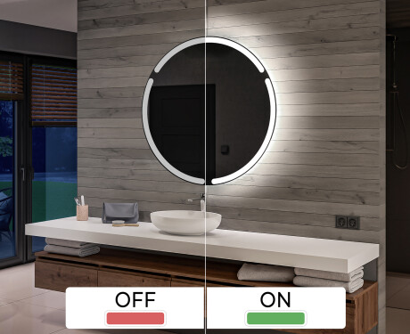 Redondo espejo de baño con luz LED incorporada a pilas L119 #3