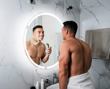 Redondo espejo de baño con luz LED incorporada a pilas L119 #6