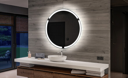 Redondo espejo de baño con luz LED incorporada a pilas L119
