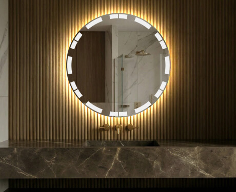 Redondo espejo de baño con luz LED incorporada a pilas L121