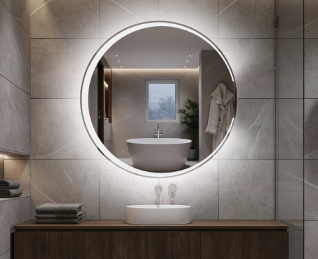 Redondo espejo de baño con luz a pilas L123