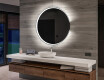 Redondo espejo de baño con luz a pilas L123