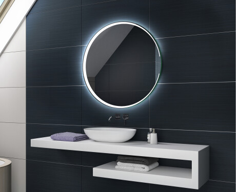 Redondo espejo de baño con luz a pilas L123 #2