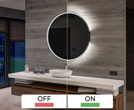 Redondo espejo de baño con luz a pilas L123 #3