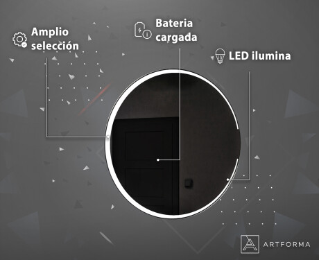 Redondo espejo de baño con luz a pilas L123 #4