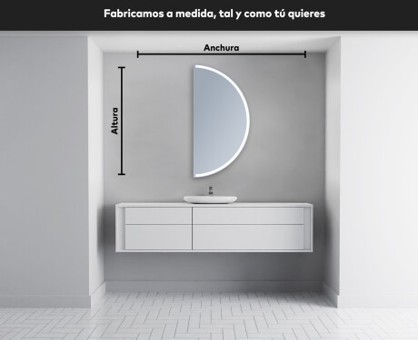 Espejo LED Media Luna Moderno - Iluminación de Estilo para Baño A222 #4