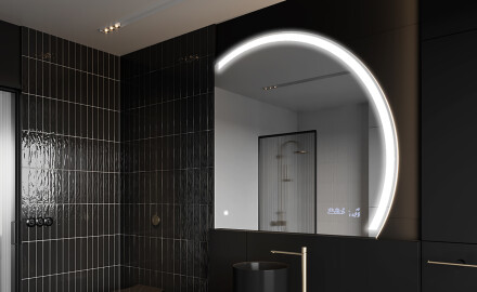 Artforma - Redondo espejo de baño con luz LED incorporada a pilas L117