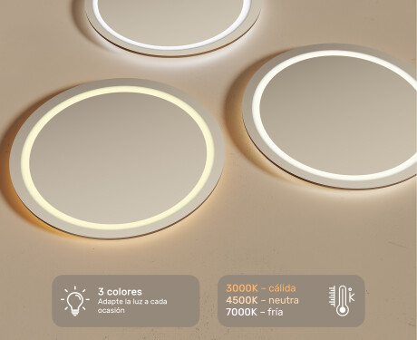Espejo redondo baño con luz LED 80cm con luz LED fría de 7000K, luz cálida de 3000K o luz neutra de 4500K #3
