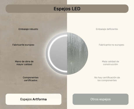 Espejo redondo baño con luz LED 80cm con luz LED fría de 7000K, luz cálida de 3000K o luz neutra de 4500K #6