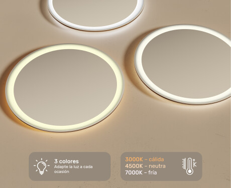 Espejo redondo baño con luz LED 60cm con luz LED fría de 7000K, luz cálida de 3000K o luz neutra de 4500K #3