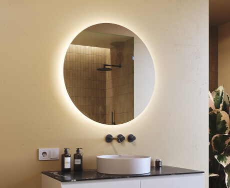 Espejo redondo baño con luz LED 80cm con luz LED fría de 7000K, luz cálida de 3000K o luz neutra de 4500K