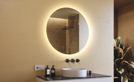 Espejo redondo baño con luz LED 80cm con luz LED fría de 7000K, luz cálida de 3000K o luz neutra de 4500K