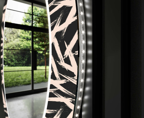 Redondo espejo con luces salon decorativos - lines #11