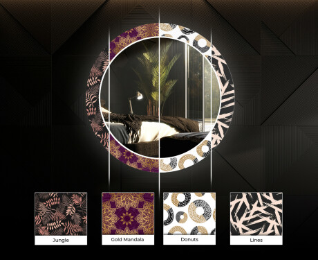 Redondo espejo con luces salon decorativos - lines #6