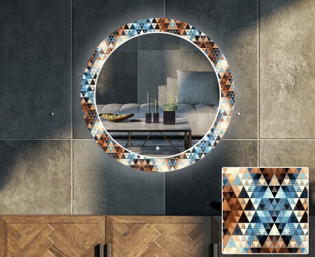 Espejos decorativos redondo salón con LED - color triangles #1