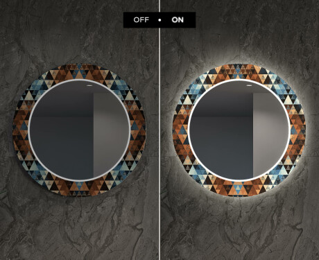Espejos decorativos redondo salón con LED - color triangles #7