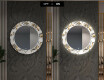 Redondo espejos decorativos grande pared con luz LED - golden flowers #7