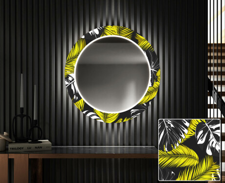 Redondo espejos decorativos grande pared con luz LED - gold jungle