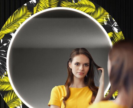 Redondo espejos decorativos grande pared con luz LED - gold jungle #12