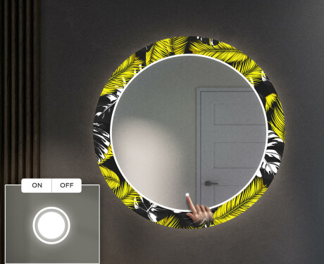 Redondo espejos decorativos grande pared con luz LED - gold jungle #4