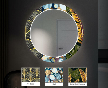 Redondo espejos decorativos grande pared con luz LED - gold jungle #6