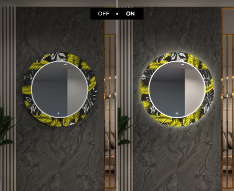 Redondo espejos decorativos grande pared con luz LED - gold jungle #7