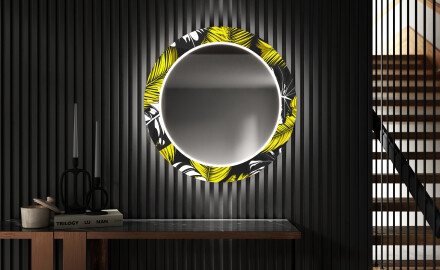 Redondo espejos decorativos grande pared con luz LED - gold jungle