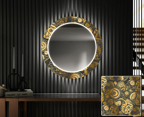 Espejos redondo decorativos grandes de pared para recibidor - ancient pattern