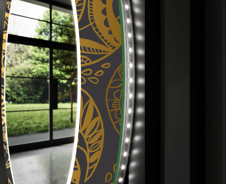 Espejo redondo decorativo con iluminación LED para el pasillo - ancient pattern #11