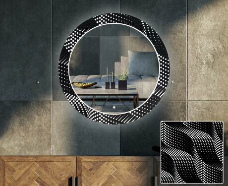 Redondo espejo con luces salon decorativos - dark wave